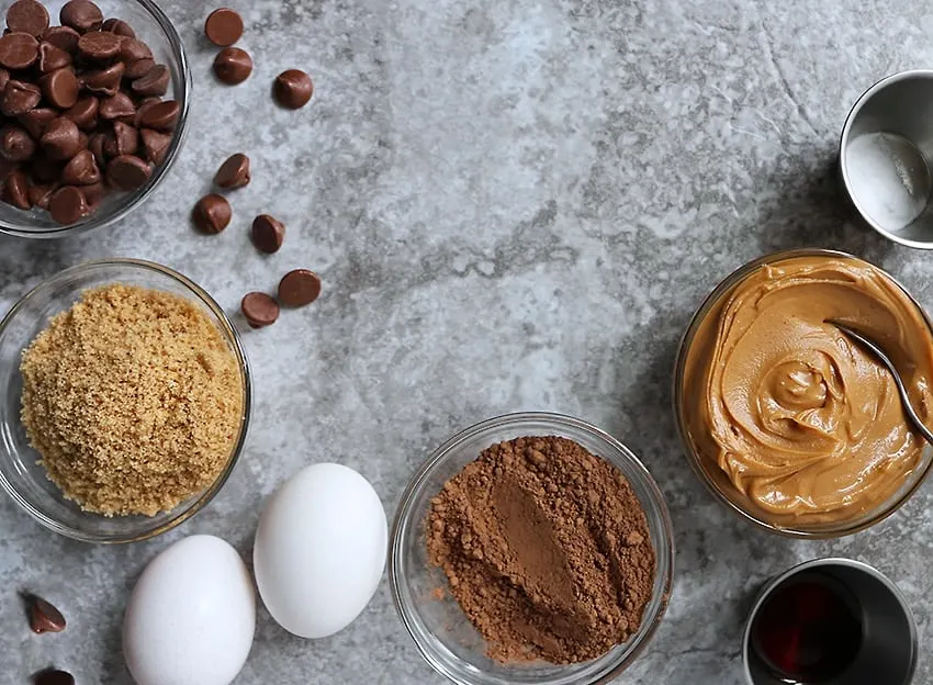 Ingredients For Grain free Peanut Butter Chocolate Cookies 