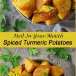 Deliciously spiced and ever so slightly crisp on the outside, these melt-in-your-mouth Turmeric Potatoes are a favorite in our home.