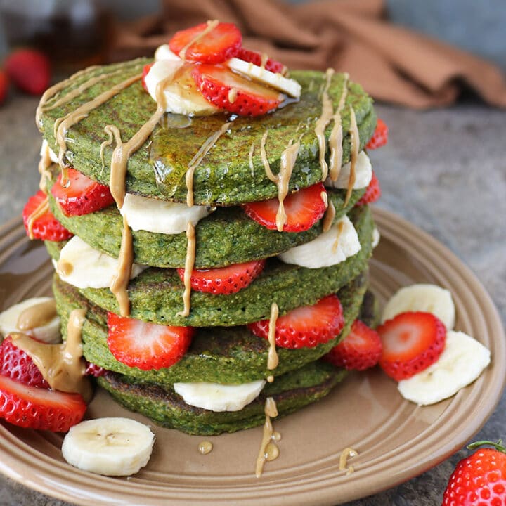 Green Smoothie Oatmeal Pancake Stack
