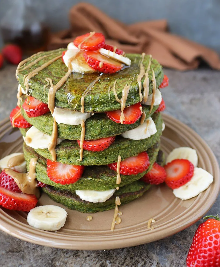 Green Smoothie Oatmeal Pancake Stack