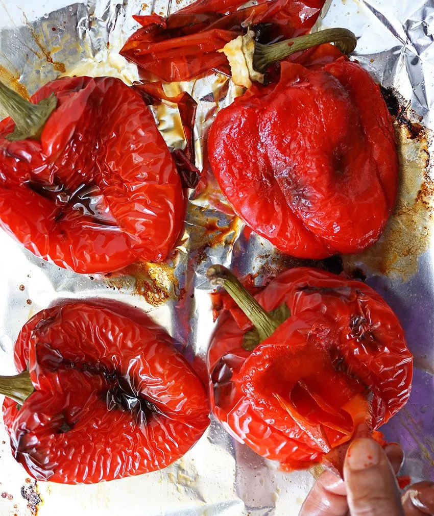 Peeling Roasted Red Tomatoes