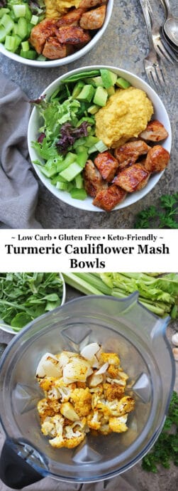With kids back in school and the pace of life picking up, dinner doesn’t have to be take out. In fact, you can have a tasty, nutritious, dinner on the table in less than 30 minutes by serving up these delicious bowls of Easy Turmeric Cauliflower Mash, Smithfield Marinated Fresh Pork, and a variety of greens.