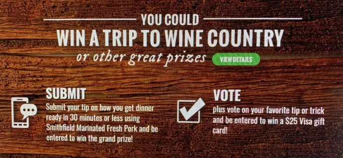 You could win a trip to wine country with Smithfield Marinated Fresh Pork and Gallo Family Vineyard