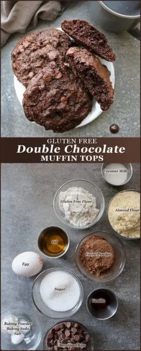 Satisfying my chocoholic desires with these easy, 10-ingredient, gluten-free Double Chocolate Muffin Tops!