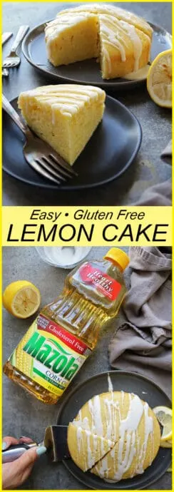 Enjoying A Slice Of Gluten Free Delicious Lemon Cake With Heart Healthy Mazola Corn Oil