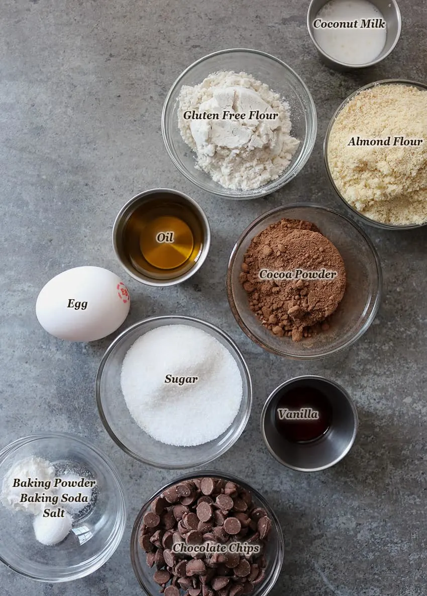 Ingredients for making gluten-free Chocolate Muffin Tops