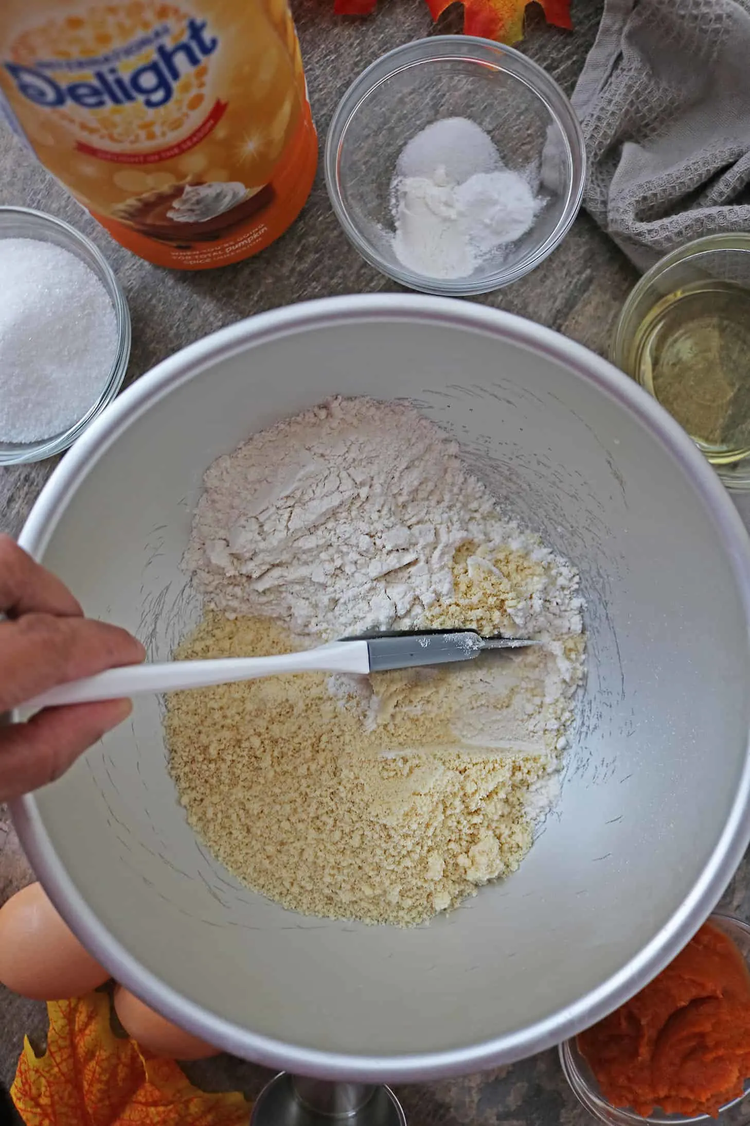 Mixing Dry Ingredients For No Flip Pancakes