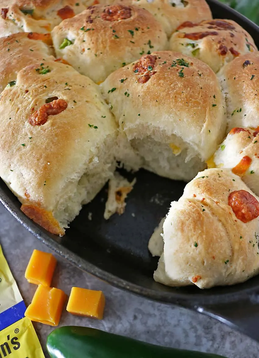 Easy Delicious Jalapeno Cheddar Parker House Rolls