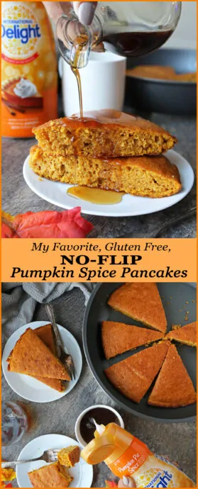 Easy Delicious Gluten-free, Baked Pumpkin Spice Pancakes With Maple Syrup For Breakfast