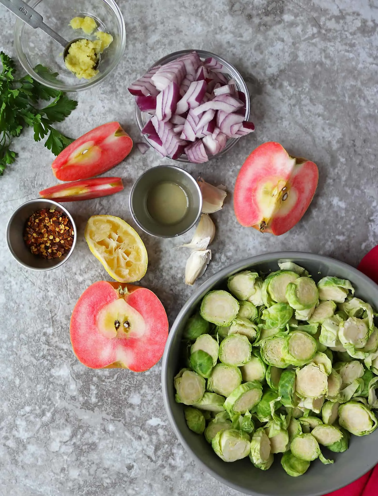 Photo of Ingredients To Make Easy Brussels Sprout Apple Salad