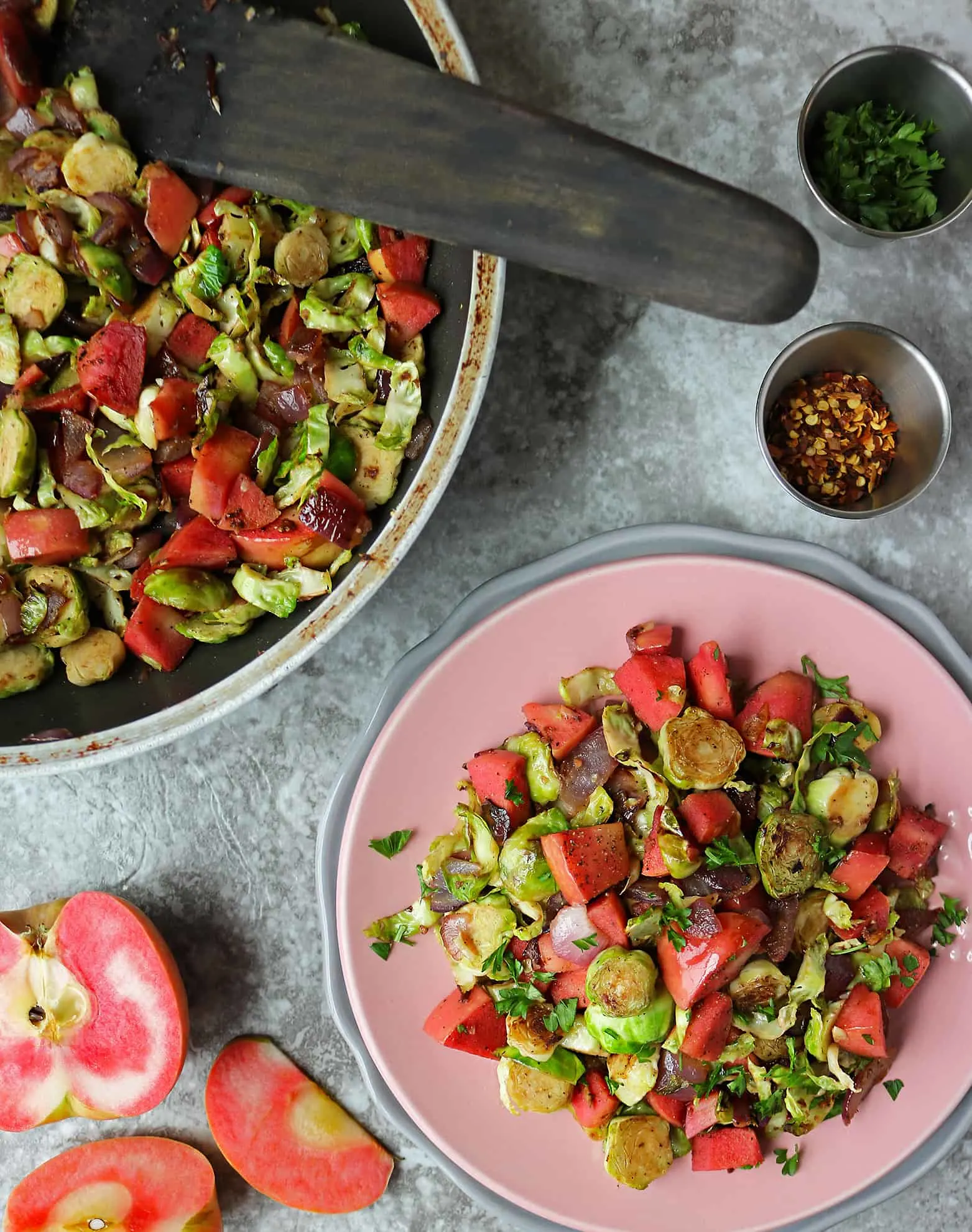 Warm Sautéed Brussels Sprouts And Apple Salad