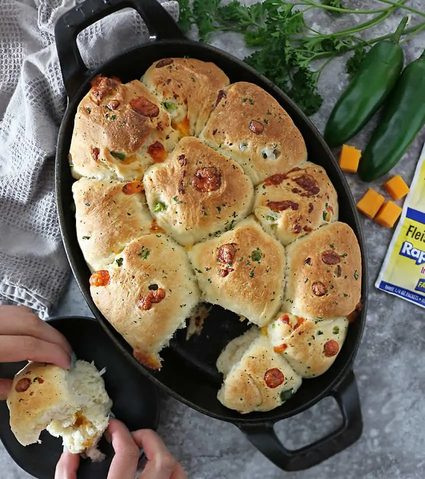 Taking a break with Jalapeno Cheddar Parker House Rolls image