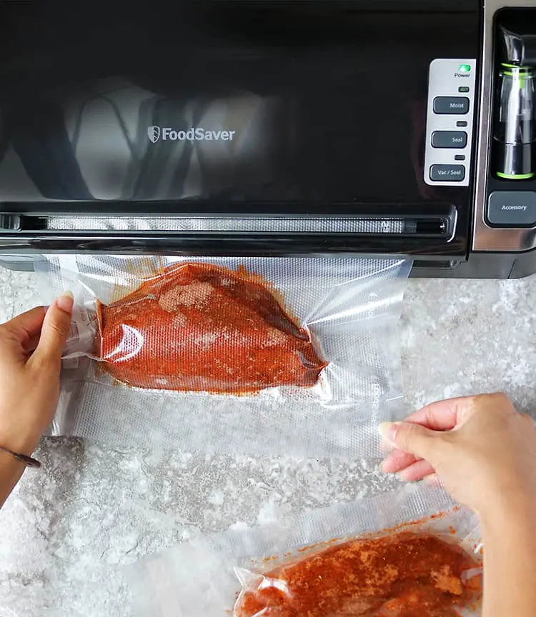 Vacuum Sealing Chili Chicken For Sous Vide cooking