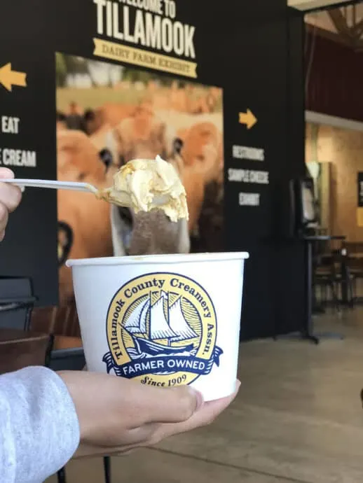 Tasting delicious Tillamook Ice cream for the first time.