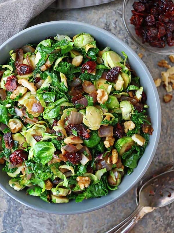 Brussels Sprouts Kale Sauté with Cranberries & Walnuts