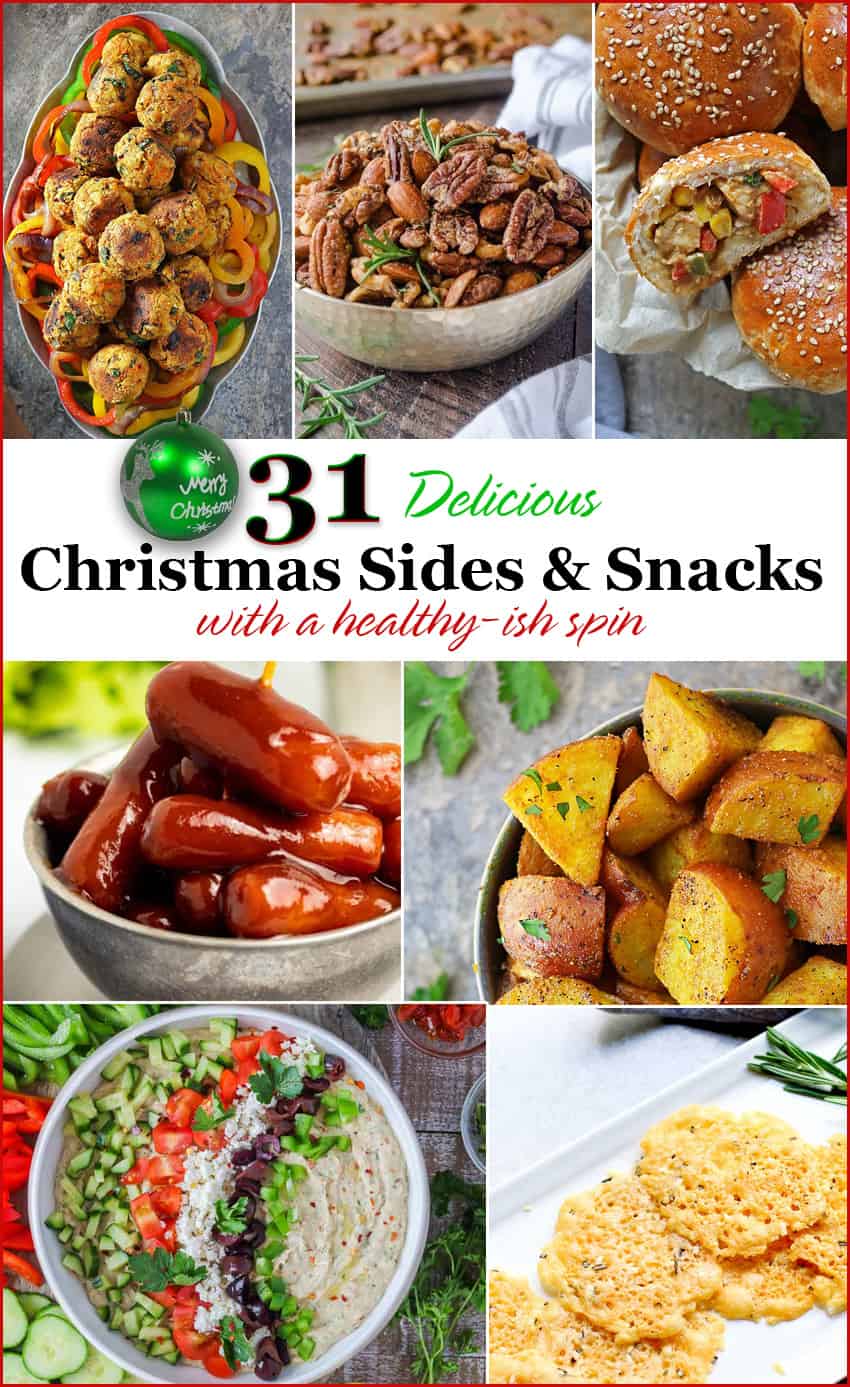 Image of a few recipes from the list of 31 Delicious Christmas Sides And Dreamy Snacks - with a healthyISH spin!