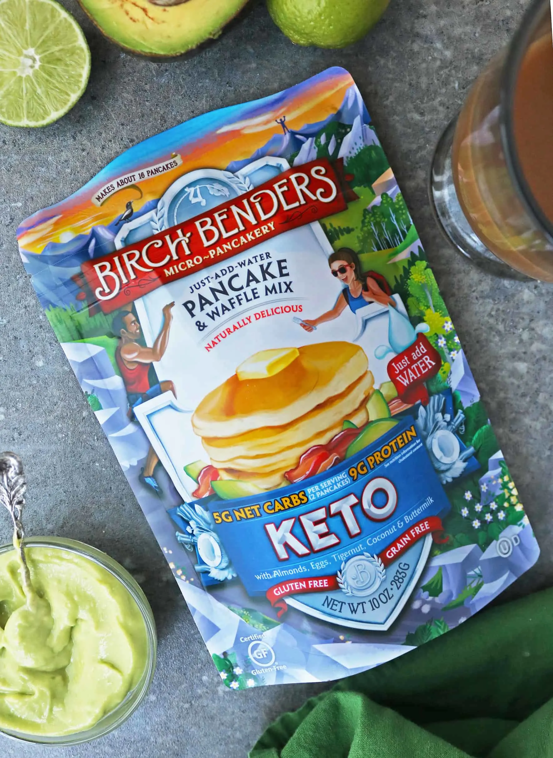 Birch Benders Keto Pancake & Waffle Mix, 10 oz on counter