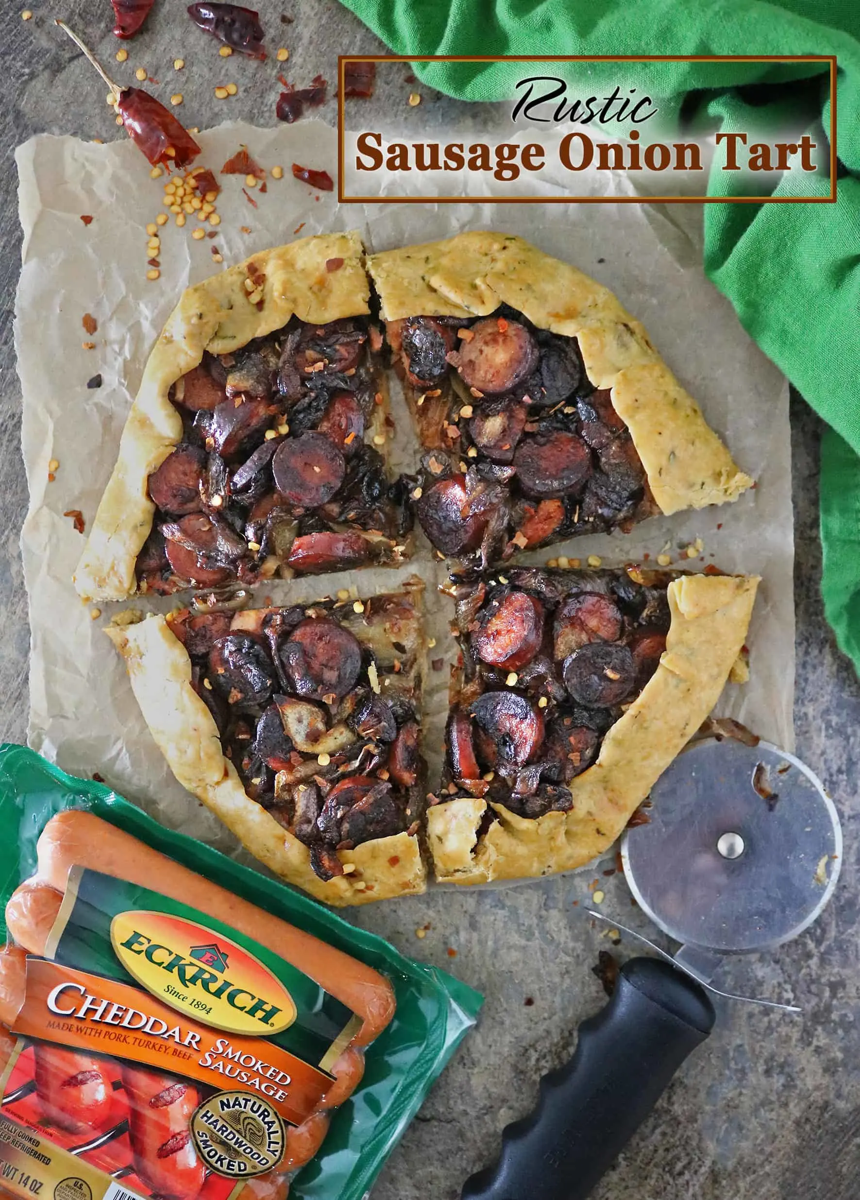  Sweet and smoky caramelized onions combine with flavorful Eckrich sausage in this easy Rustic Sausage Onion Tart. Enjoy it as a snack or make it into a tasty meal with some steamed broccoli to enjoy with family and friends. 