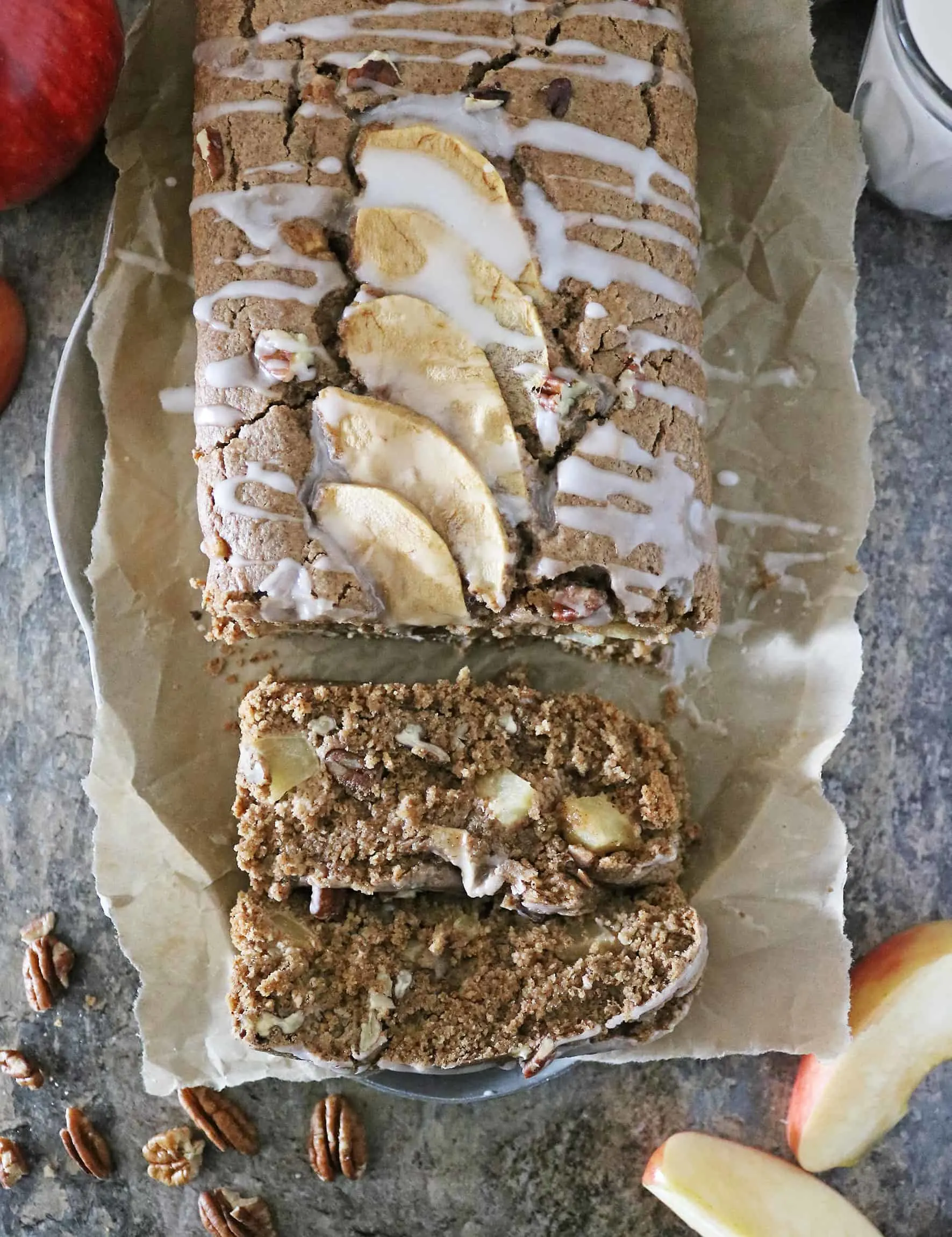 Enjoying Plant Based Apple Pecan Bread With Silk