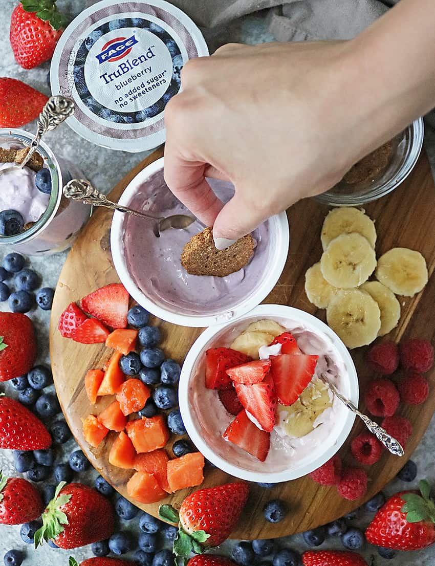 Platter with Fruit Cracker Parfaits With Fage-TruBlend