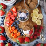 Fruit & Cracker Snacks With Fage TruBlend on a platter
