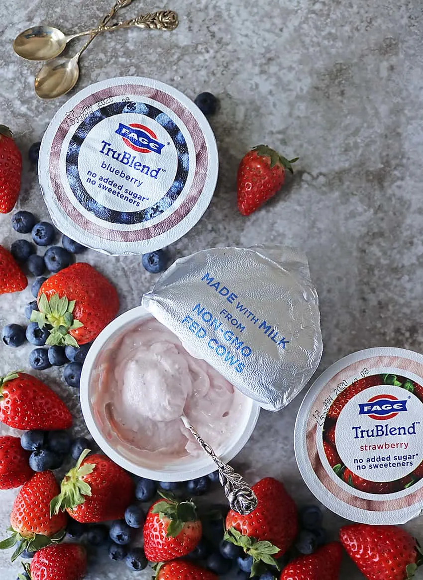 3 containers of No Sugar Added Fage TruBlend
