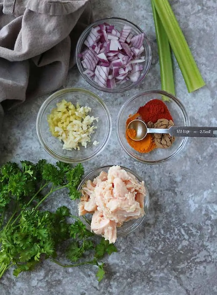 Ingredients To Make Easy Warm Chicken Salad.