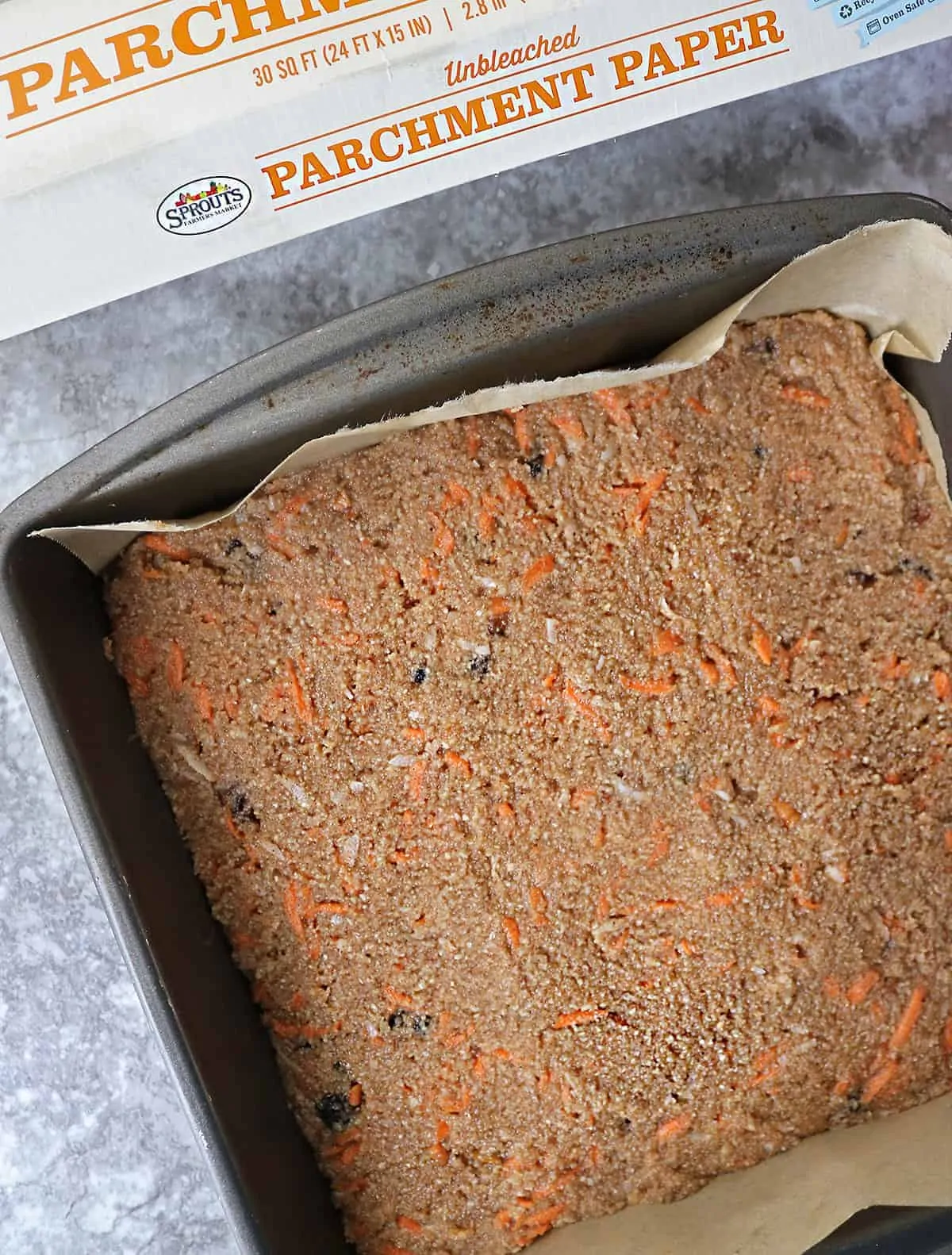 Baking paleo carrot cake bars
