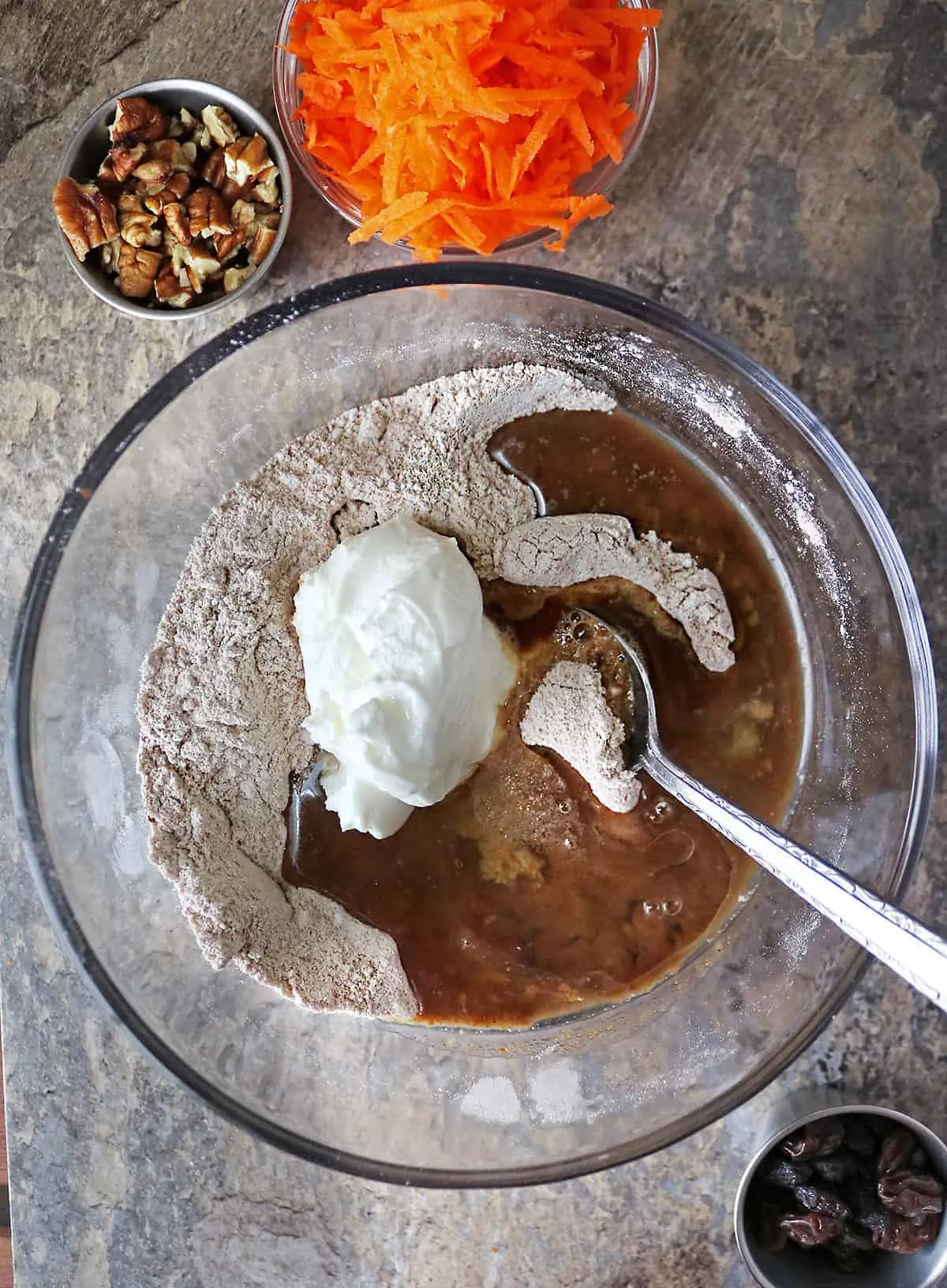 Mixing Dry Ingredients And Wet Ingredients Together