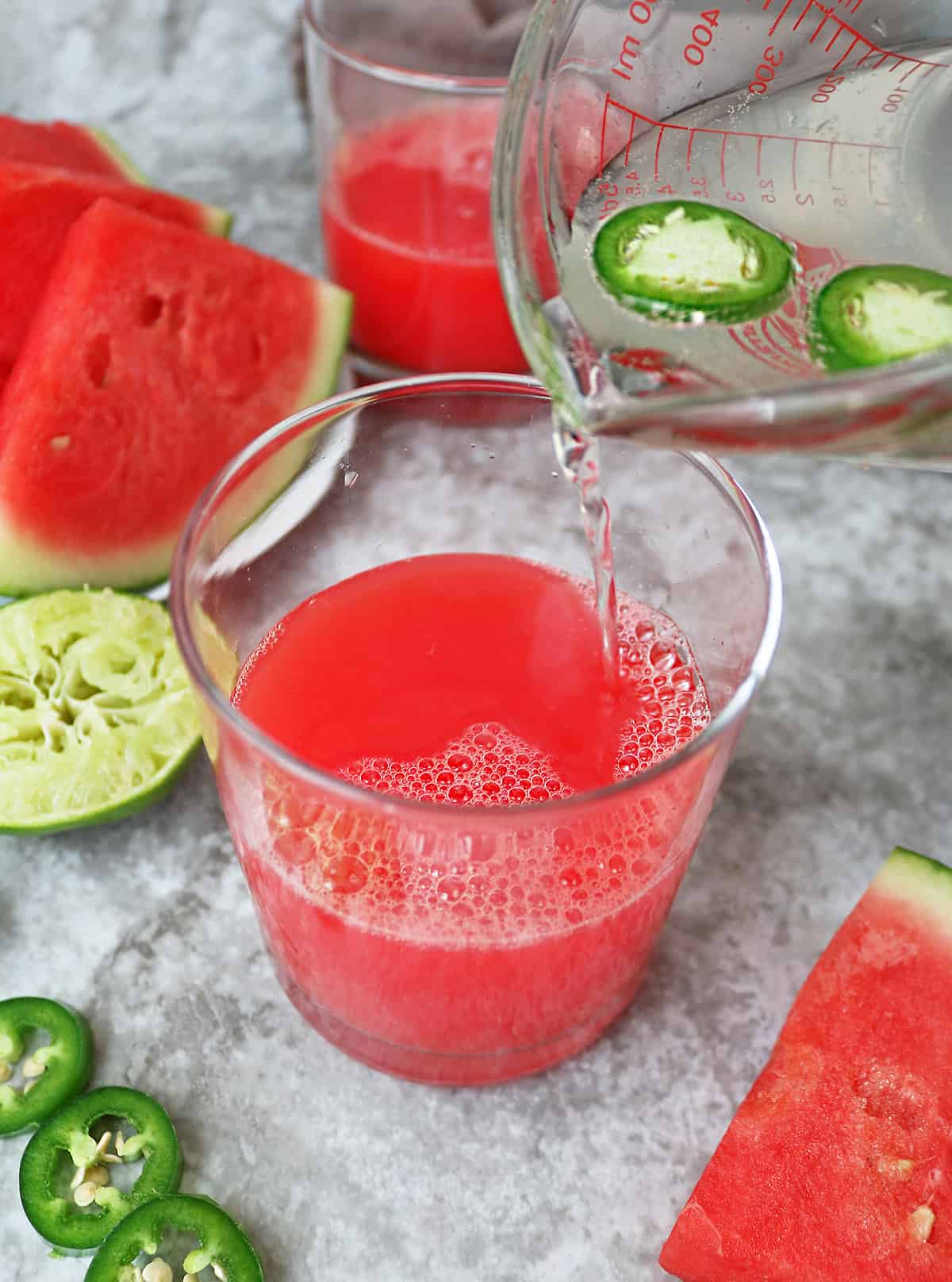 Adding in jalapeno infused sparkling coconut water or lime soda to make watermelon paloma
