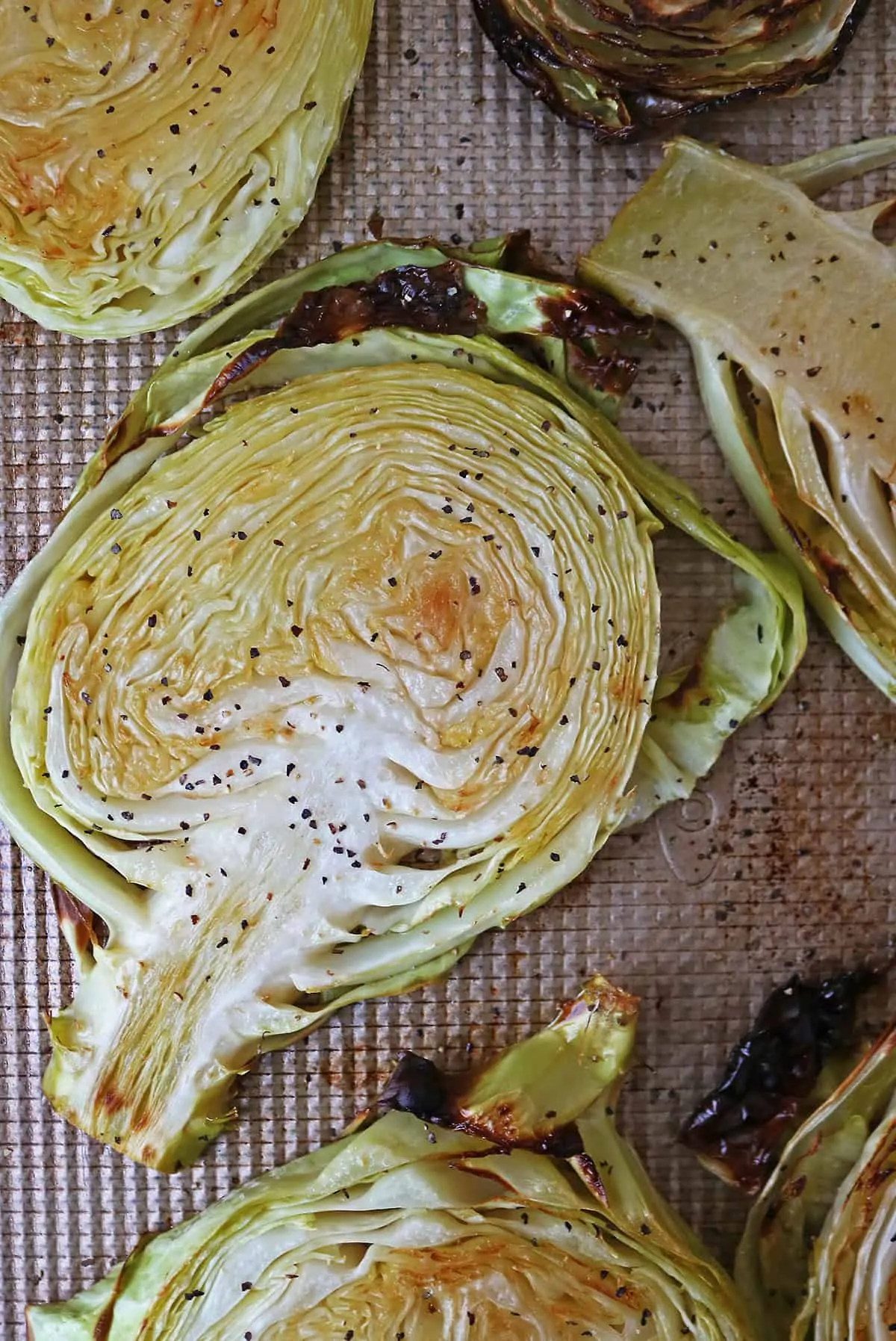 Crispy Delicious Roasted Cabbage steaks for a tasty side dish.