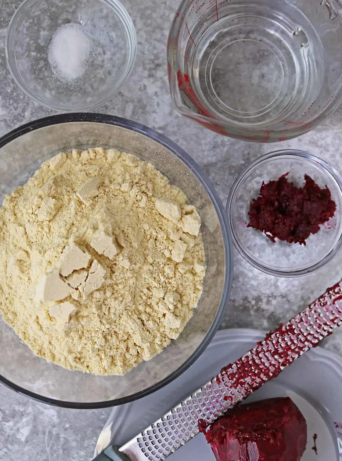 Ingredients to make Gluten-Free Easy Beet Tortillas