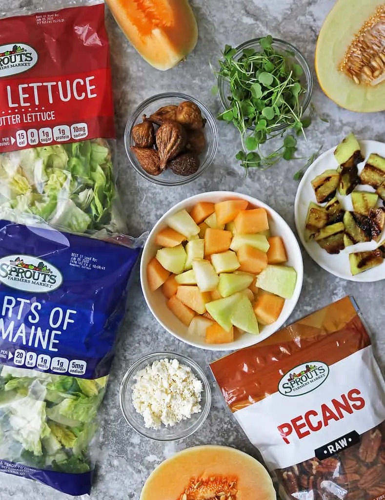 Ingredients to make melon salad