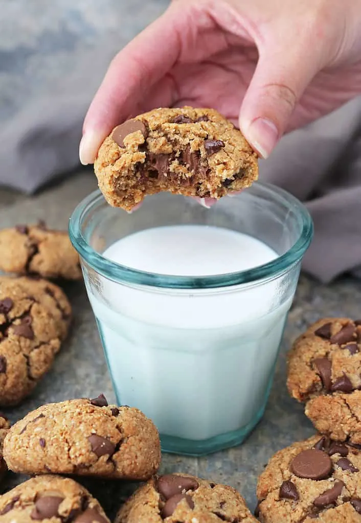 Super easy vegan almond chocolate chip cookies
