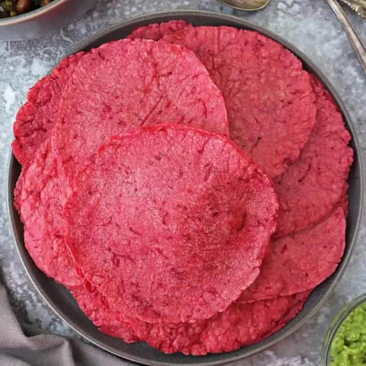 Plate with Tasty Easy Beautiful Beet Tortillas