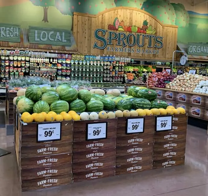 Fresh Unique melons displayed at Sprouts