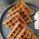 Slightly soft and slightly crunchy, these 11-ingredient, cinnamon and cardamom spiked, refined sugar-free, gluten-free, eggless waffles
