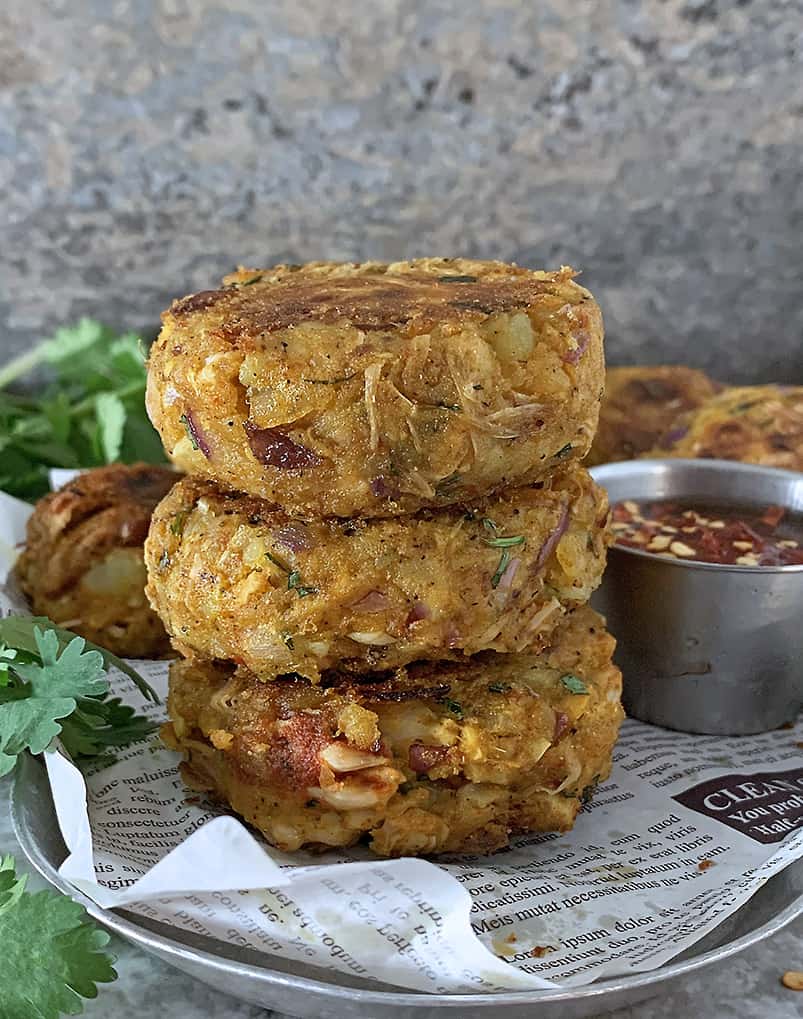 Stack of easy and tasty Vegan jackfruit cakes