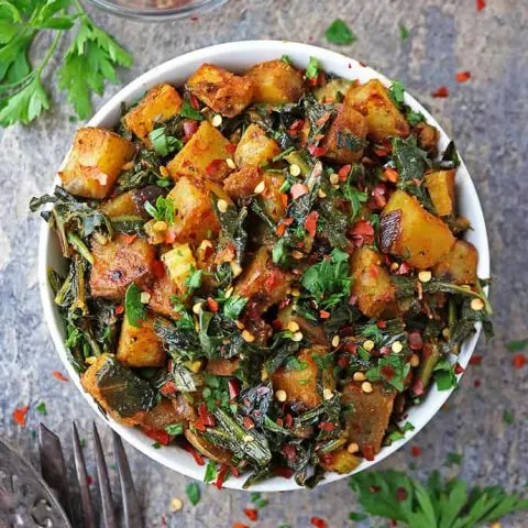 Easy Healthy dandelion greens with potatoes