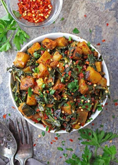 Healthy Potato Salad with Dandelion Greens
