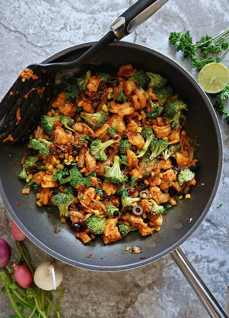 Easy Shrimp Broccoli Saute in a large pan.