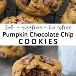 Soft egg-free dairy-free pumpkin chocolate chip cookies