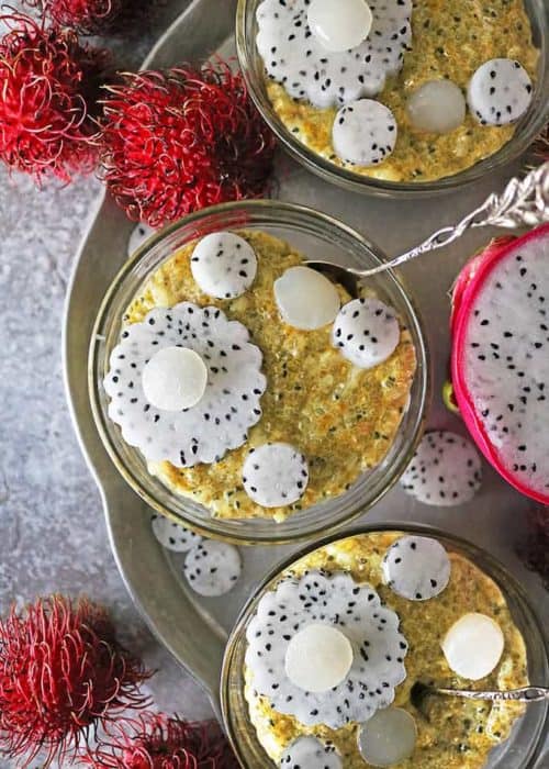 Dragon Fruit Chia Breakfast Pudding with Rambutan