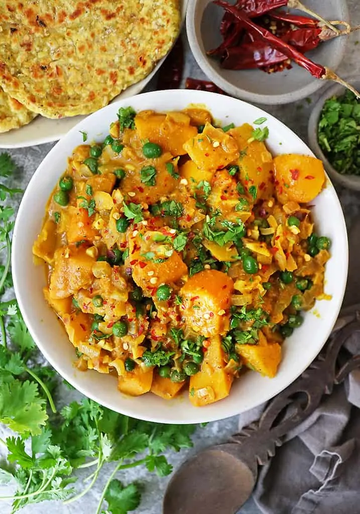 a Big bowl of butternut squash curry