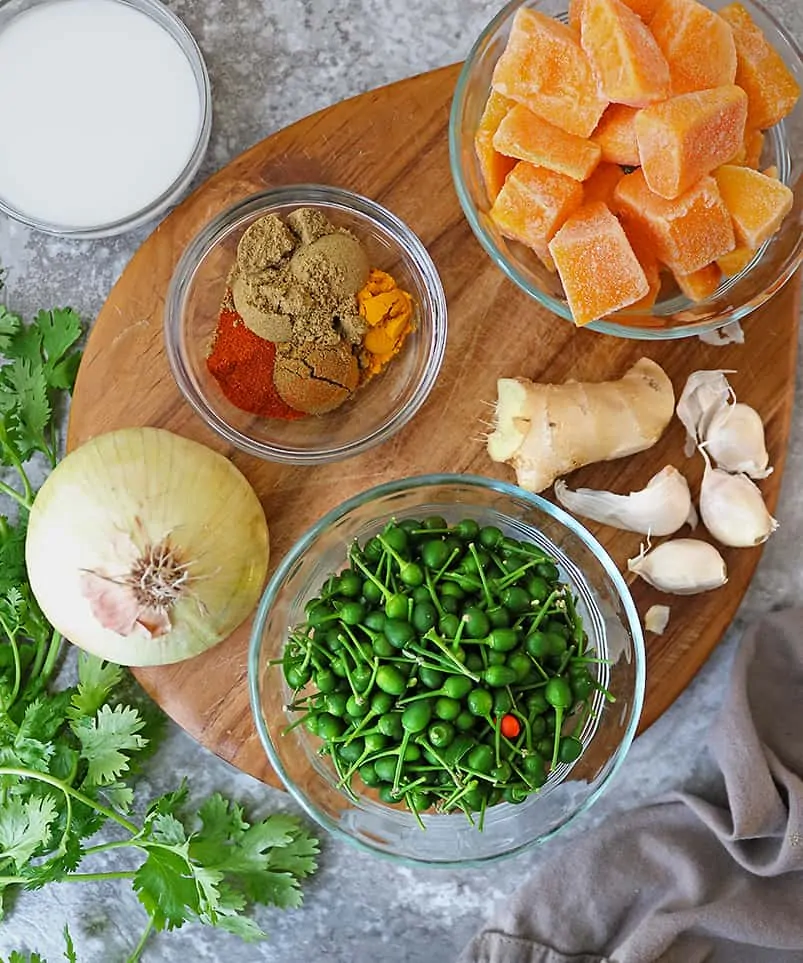 ingredients to make easy butternut squash curry