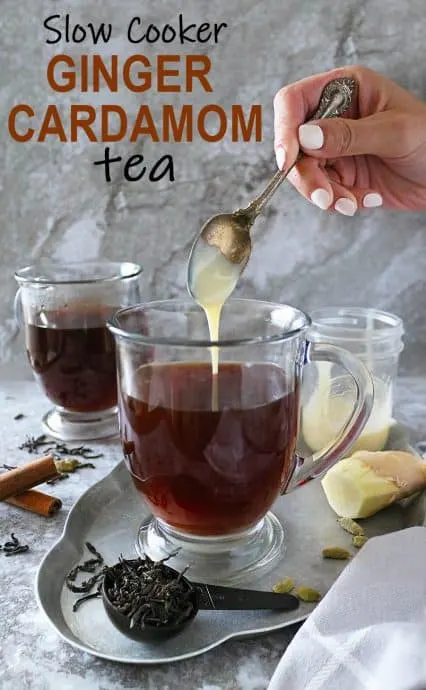 As days get shorter and cooler, grab a blanket, and cozy up to a large mug of this ginger cardamom tea. 