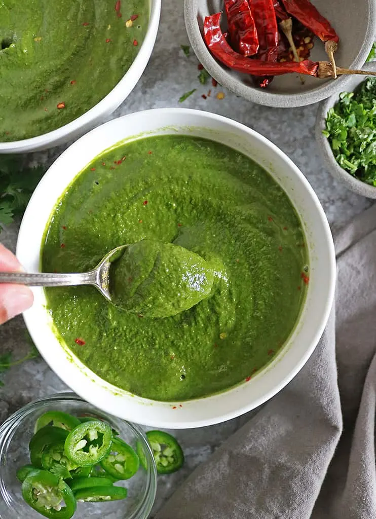 Delicious spinach curry soup with coconut milk