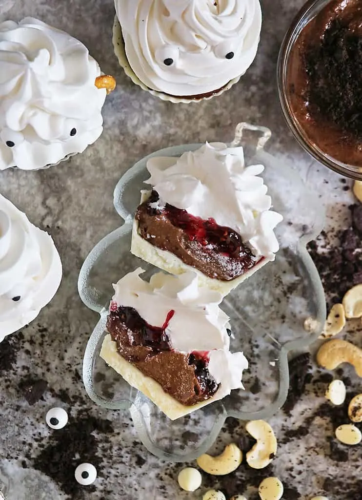 cross-section of easy chocolate Halloween ghost cups