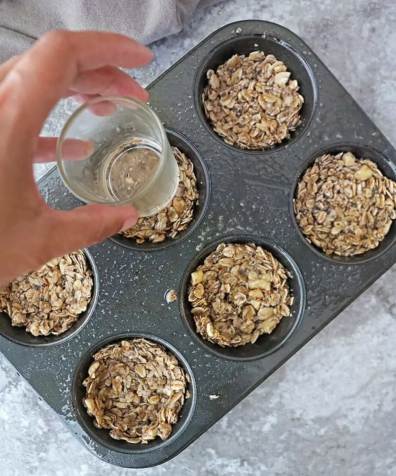 shaping granola cups before baking
