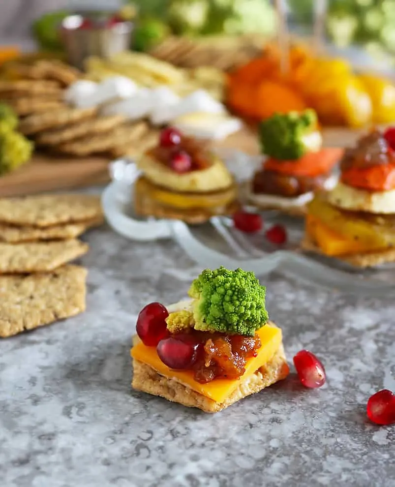 Delicious Zaatar Roasted Veggie Cracker Crostini